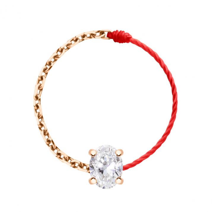 Baronne Half-thread Half-chain Ring Rose Gold - Redline