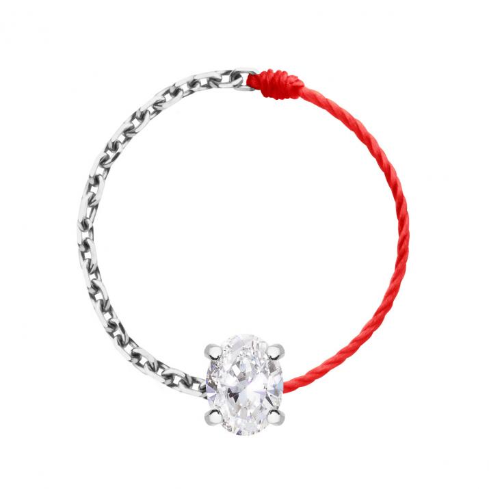 Sa Baronne Half-thread Half-chain Ring White Gold - Redline