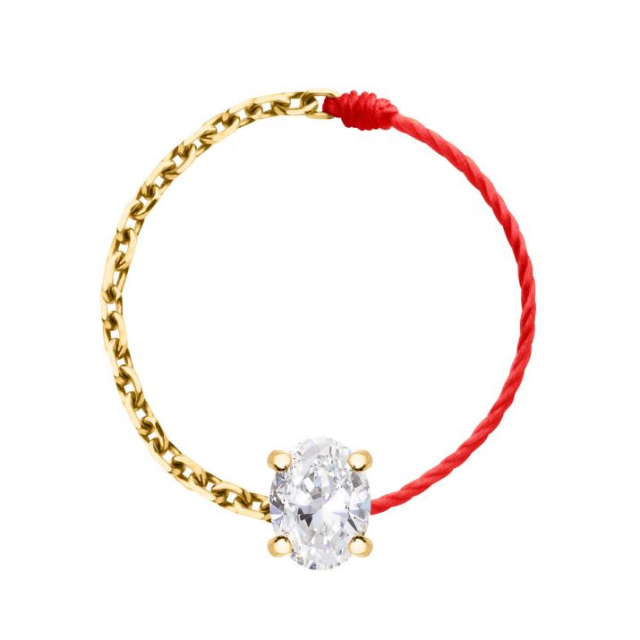 Sa Baronne Half-thread Half-chain Ring Yellow Gold - Redline