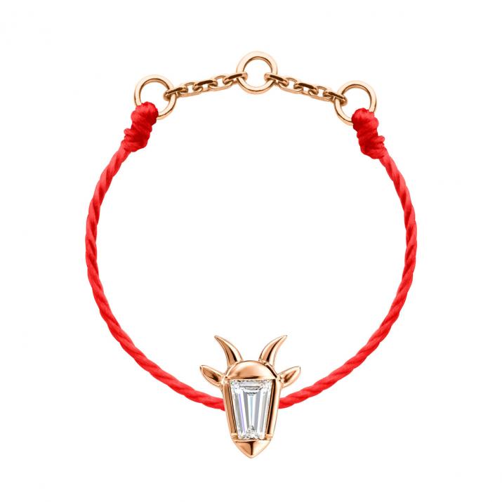 Thread ring in 18K rose gold, goat head with a trapezoid-cut diamond 0.04 ct - Redline