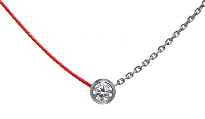 String-Chain Necklace with 0.10ct Round Diamond in Black Gold Bezel Setting - Redline - 0++