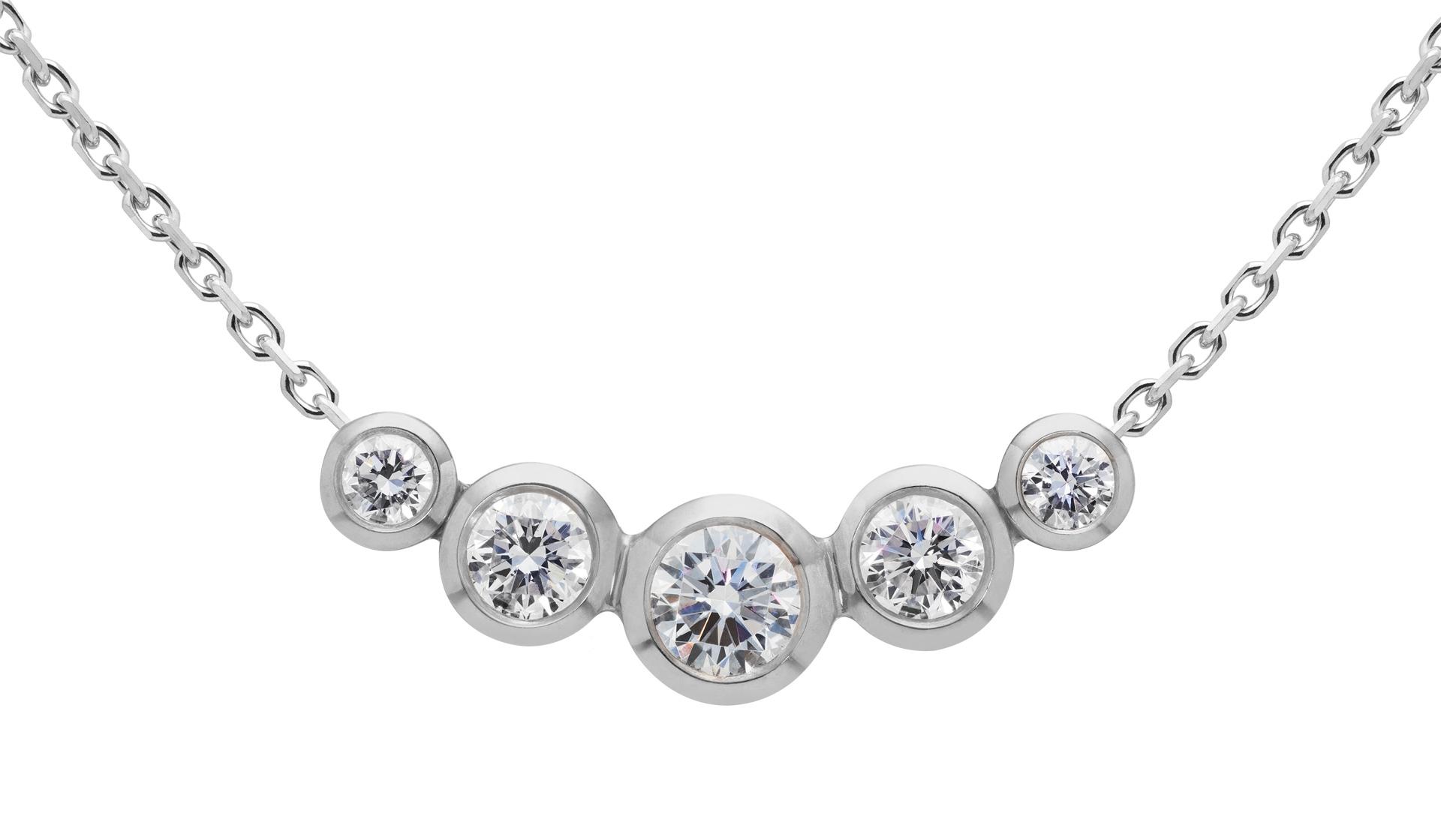 5 CARAT LAB CREATED DIAMOND RIVIERA NECKLACE 14k WHITE GOLD CLASSIC TENNIS  ROUND