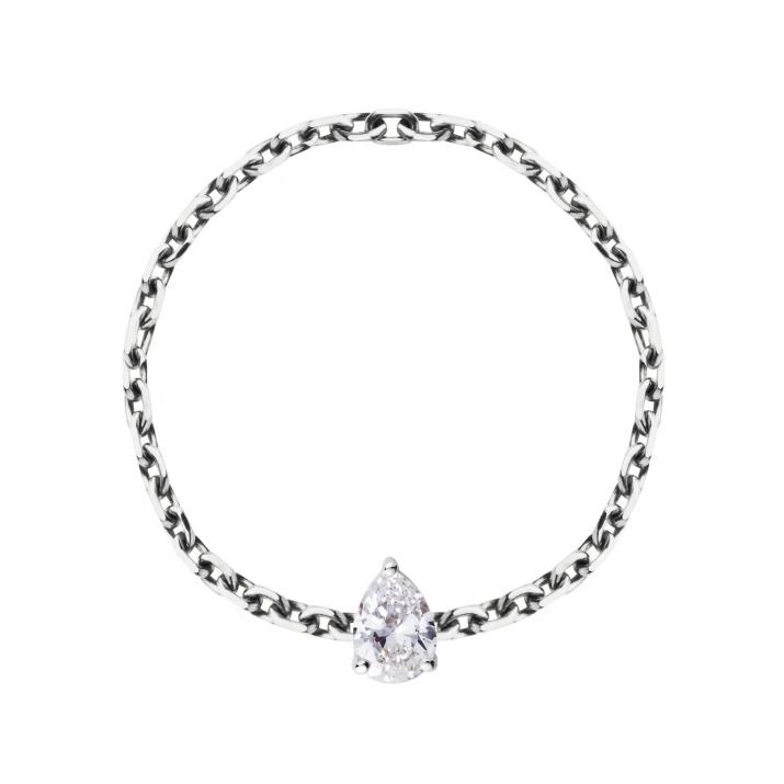 Ring with 0.10ct Pear Diamond in White Gold Prong Setting - Redline - 0++