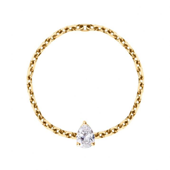 Ring with 0.10ct Pear Diamond in Yellow Gold Prong Setting - Redline - 0++