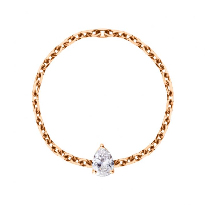 Ring with 0.10ct Pear Diamond in Rose Gold Prong Setting - Redline - 0++