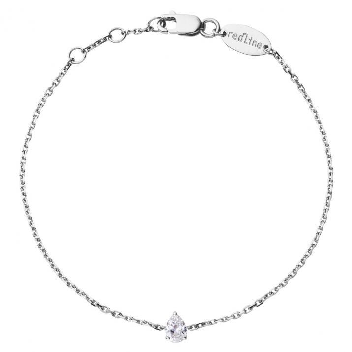 Chain Bracelet For Women with 0.10ct Pear Diamond in White Gold Prong Setting - Redline - 0++