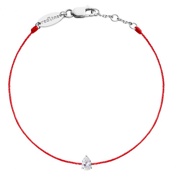 String Bracelet For Women with 0.10ct Pear Diamond in White Gold Prong Setting - Redline - 0++
