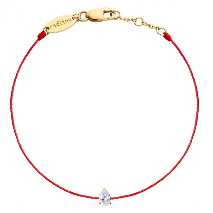 String Bracelet For Women with 0.10ct Pear Diamond in Yellow Gold Prong Setting - Redline - 0++