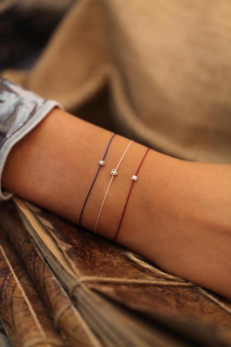 thread and 0.02 diamond Amy bracelet in white gold - Redline - 0++
