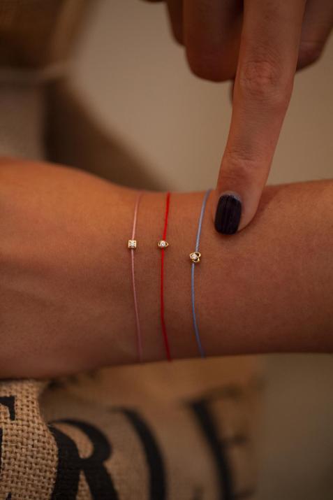 thread and 0.02 diamond Amy bracelet in yellow gold - Redline - 0++