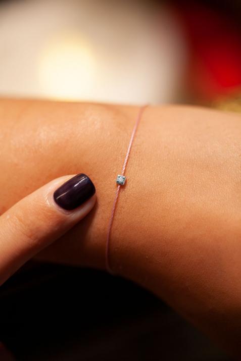 thread and 0.02 diamond Amy bracelet in white gold - Redline - 0++