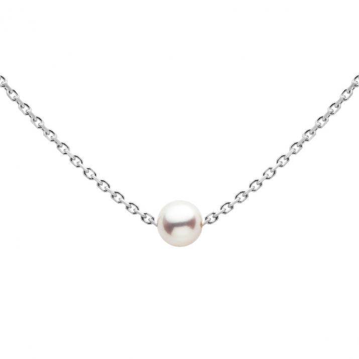 Chain Necklace For Women with Pearl in White Gold - Redline - 0++