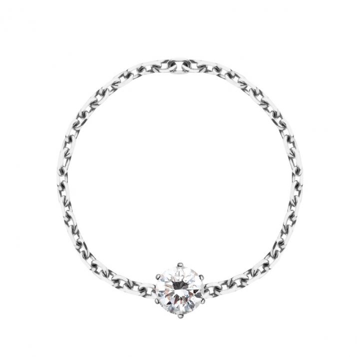 Absolu 0.10ct diamond chain ring in white gold - Redline - 0++