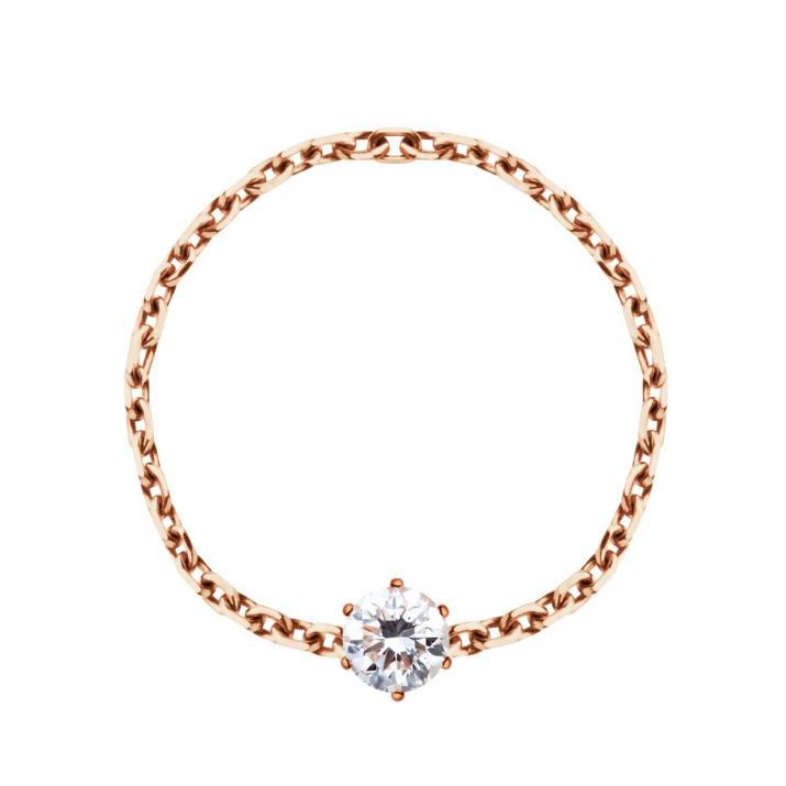 Absolu 0.10ct diamond chain ring in rose gold - Redline - 0++