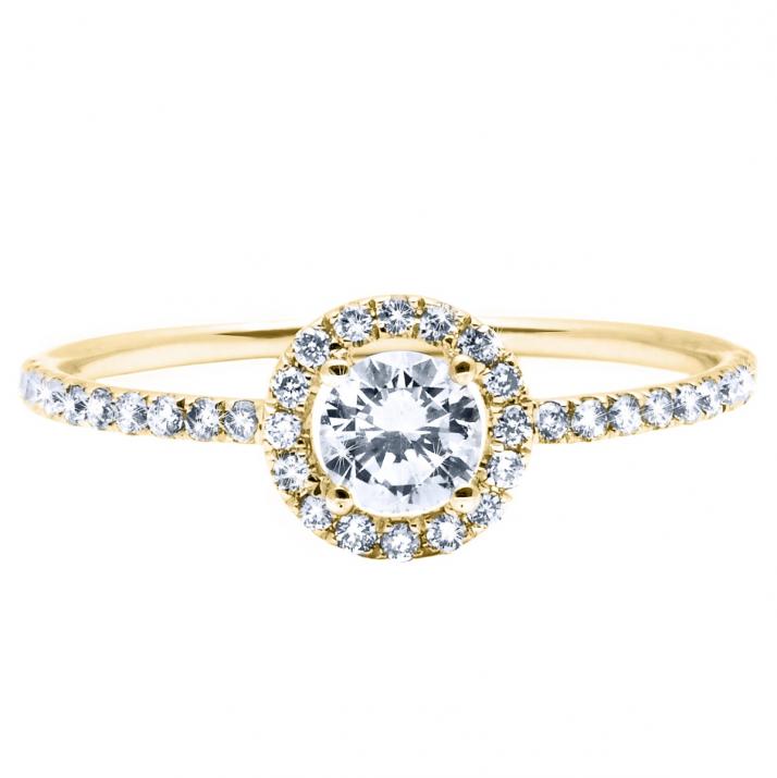 Ring with 0.47ct Round Diamond in Yellow Gold Prong Setting - Redline - 0++