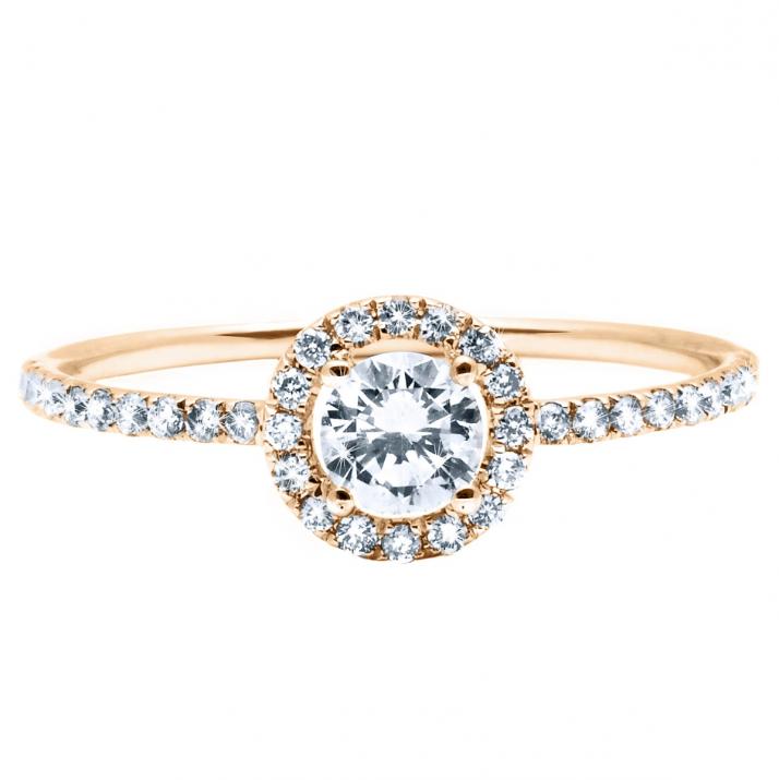 Ring with 0.47ct Round Diamond in Rose Gold Prong Setting - Redline - 0++