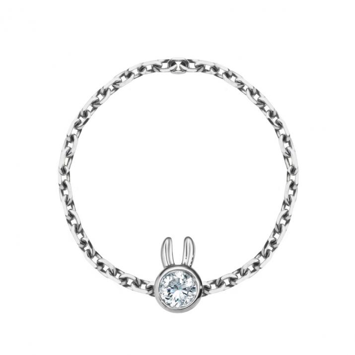 Ring Mini Rabbit Chain White gold - Redline