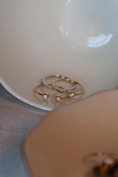 Ring with 0.10ct Round Diamond in Rose Gold Bezel Setting - Redline - 0++