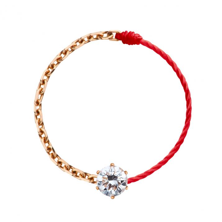Absolu half-chain half-thread ring in rose gold with diamond - Redline - 0++
