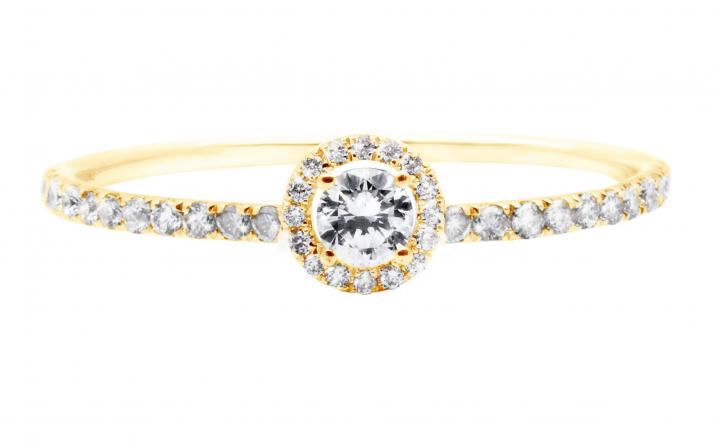 Ring with 0.24ct Round Diamond in Yellow Gold Prong Setting - Redline - 0++