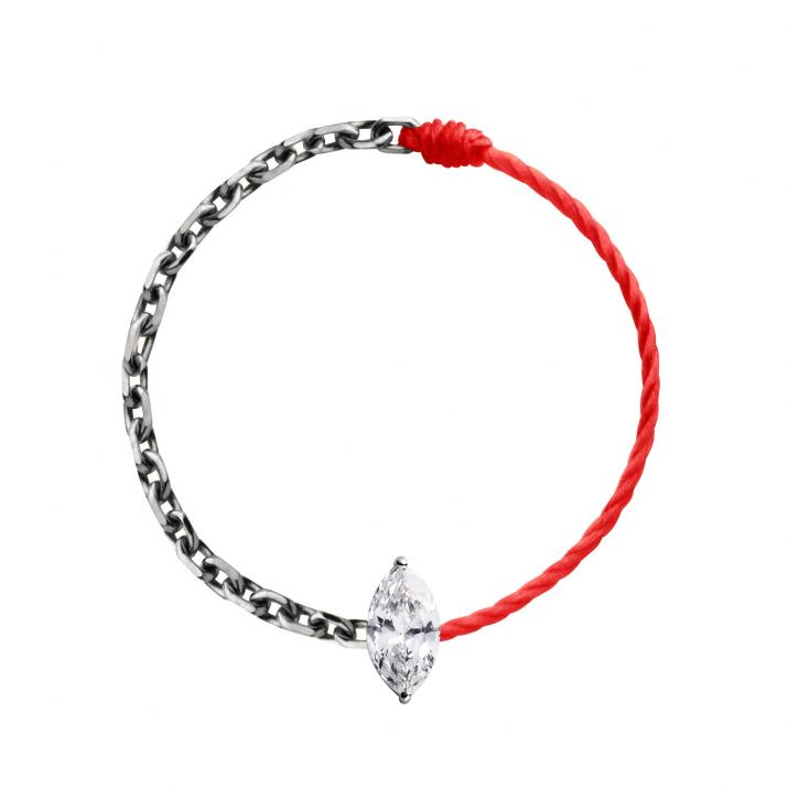 String-Chain Ring for Women with 0.10ct Marquise Diamond in Black Gold Prong Setting - Redline