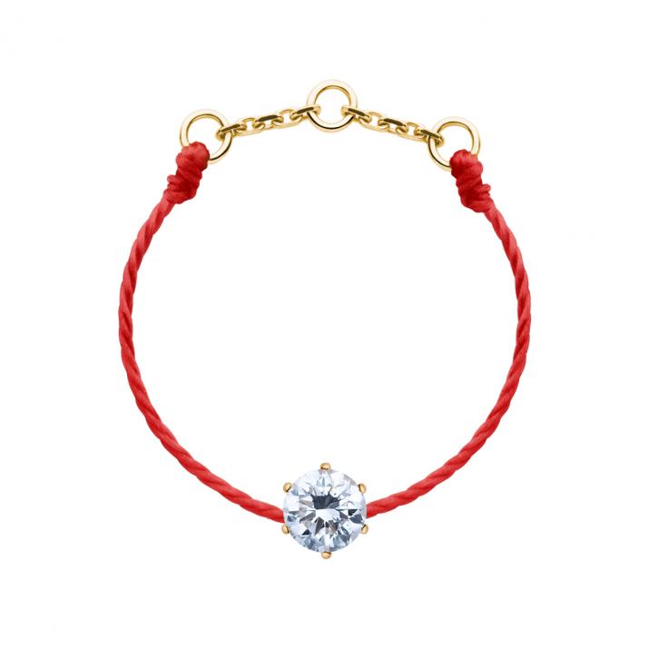 String Ring with 0.10ct Round Diamond in Yellow Gold Prong Setting - Redline - 0++