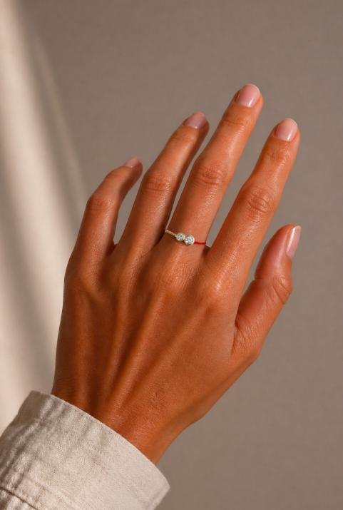 String Ring with 0.15ct Round Diamond in Yellow Gold Bezel Setting - Redline - 0++