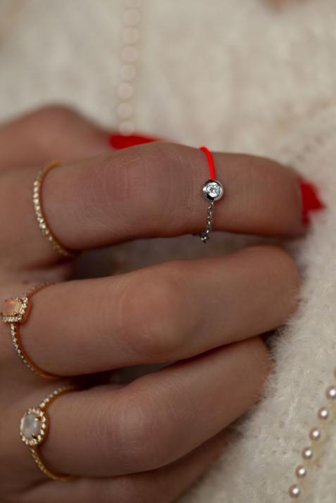 Redline Jewerly Pure String Ring with 0.10ct Round Diamond in Black Gold Bezel Setting Redline