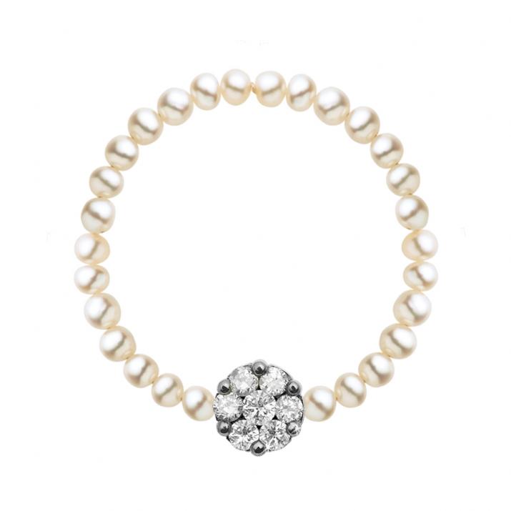 String Ring with 0.05ct Round Diamond in Black Gold Cluster Setting - Redline - 0++