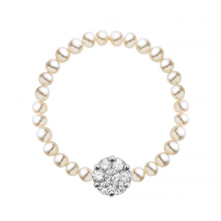 String Ring with 0.05ct Round Diamond in White Gold Cluster Setting - Redline - 0++