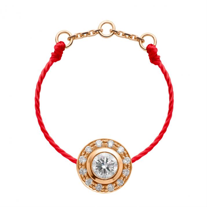 String Ring with 0.26ct Round Diamond in Rose Gold Bezel Setting - Redline - 0++