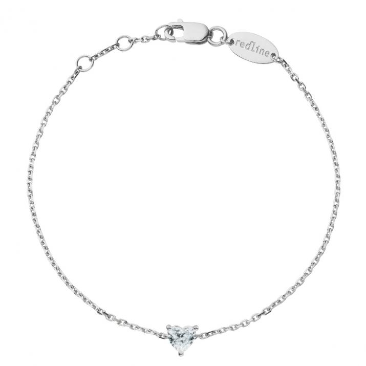 Chain Bracelet For Women with 0.10ct Heart ShapedDiamond in White Gold Prong Setting - Redline - 0++
