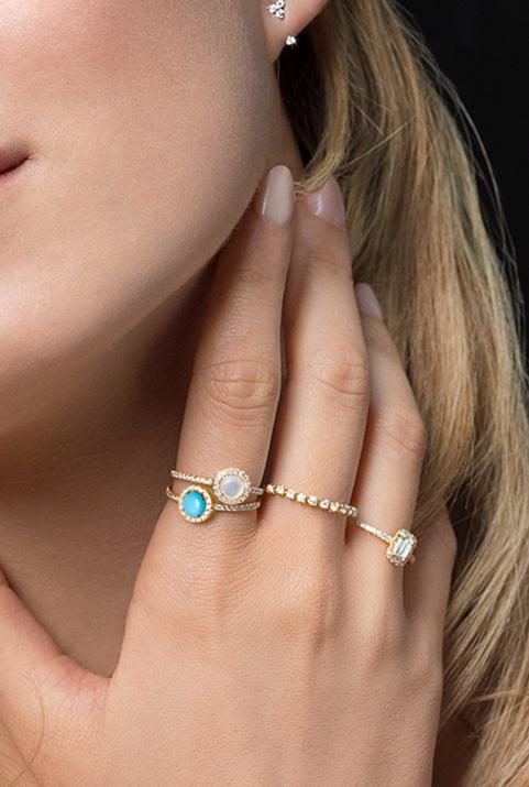 Mother of pearl Reine ring in yellow gold with diamonds - Redline - 0++