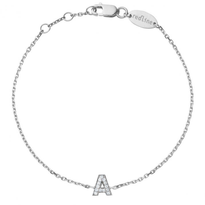 Chain Bracelet with Diamond Letter in White Gold - Redline - 0++