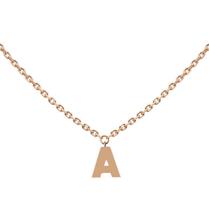Chain Necklace with Letter in Rose Gold - Redline - 0++