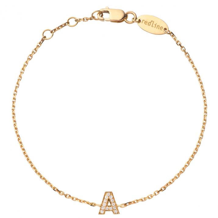 Chain Bracelet with Diamond Letter inYellow Gold - Redline - 0++