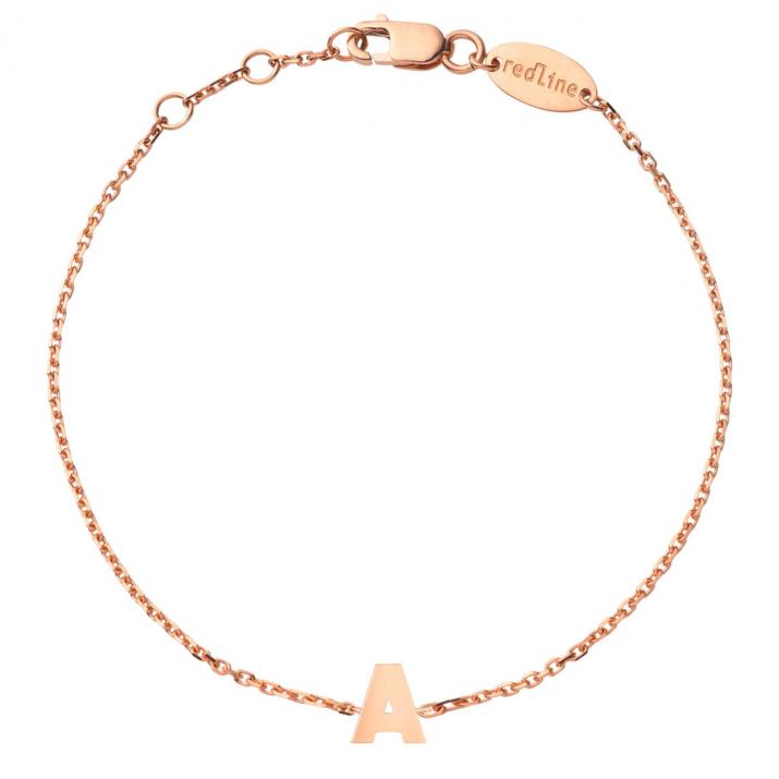 Chain Letter Bracelet in Rose Gold - Redline - 0++