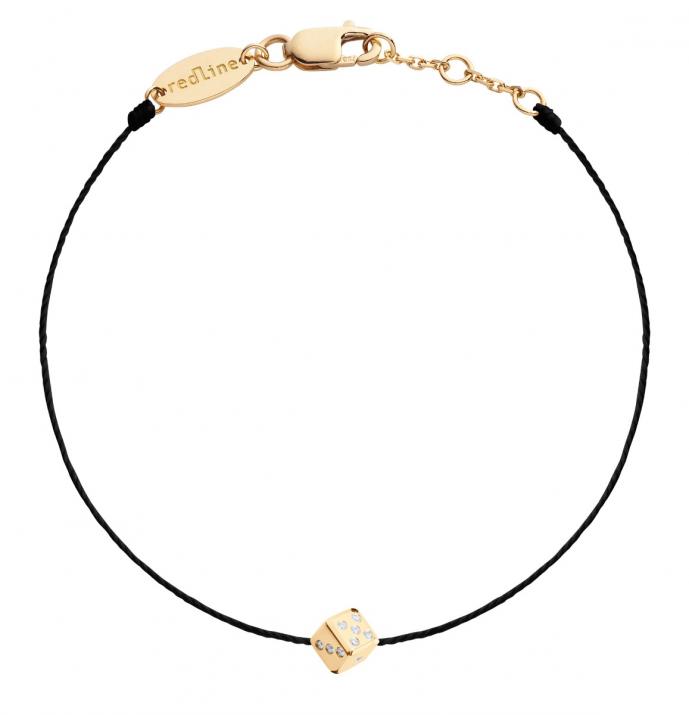 String Bracelet For Men with 0.09ct Round Diamond in Yellow Gold Pavé Setting - Redline - 0++