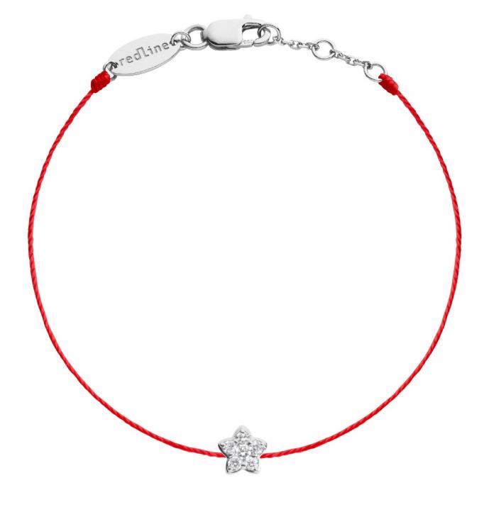 String Bracelet For Women with 0.05ct Round Diamond in White Gold Prong Setting - Redline - 0++