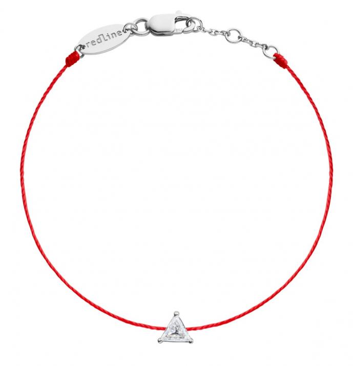 String Bracelet For Women with 0.10ct Trillion Diamond in White Gold Prong Setting - Redline - 0++