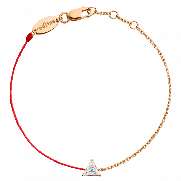 String-Chain Bracelet For Women with 0.10ct Trillion Diamond in Rose Gold Prong Setting - Redline - 0++