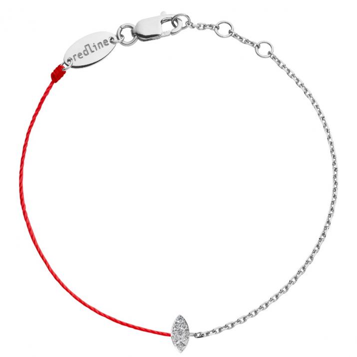 String-Chain Bracelet For Women with 0.05ct Round Diamond in White Gold Prong Setting - Redline