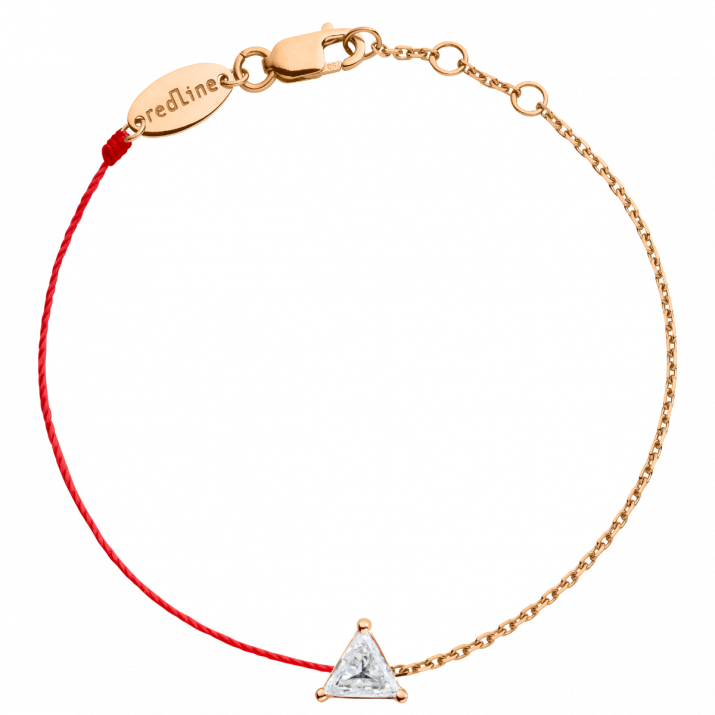 String-Chain Bracelet For Women with 0.20ct Trillion Diamond in Rose Gold Prong Setting - Redline - 0++