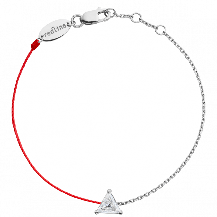 String-Chain Bracelet For Women with 0.20ct Trillion Diamond in White Gold Prong Setting - Redline - 0++