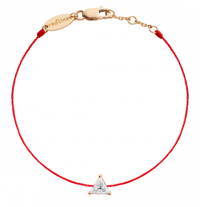 String Bracelet For Women with 0.20ct Trillion Diamond in Rose Gold Prong Setting - Redline - 0++