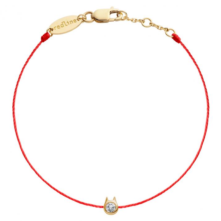 Women thread bracelet with round diamond 0,05 ct set with 18k yellow gold in cat shape - Redline - 0++
