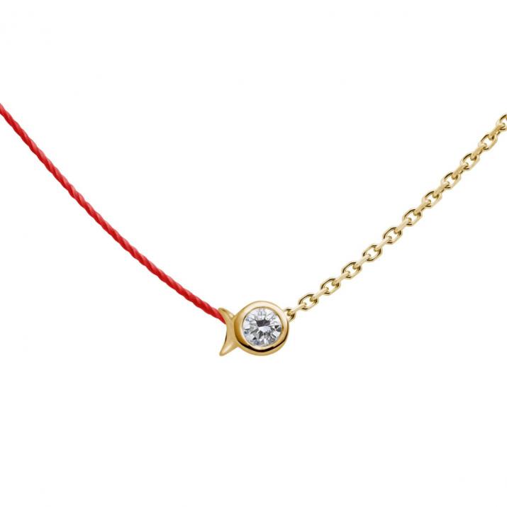 Mini Pure Fish Half thread half chain necklace in yellow gold - Redline