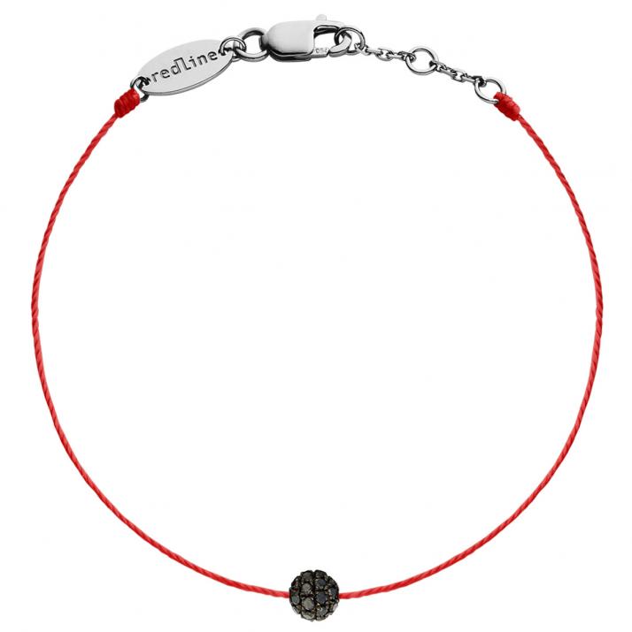 String Bracelet For Women with 0.21ct Round Black Diamond in Black Gold Prong Setting - Redline