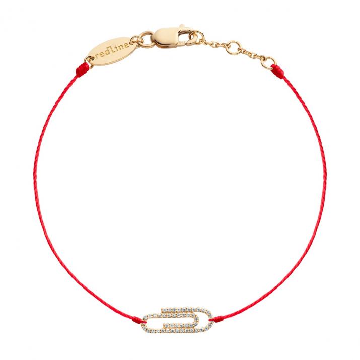 String Bracelet For Women with 0.12ct Round Diamond in Yellow Gold Pavé Setting - Redline - 0++