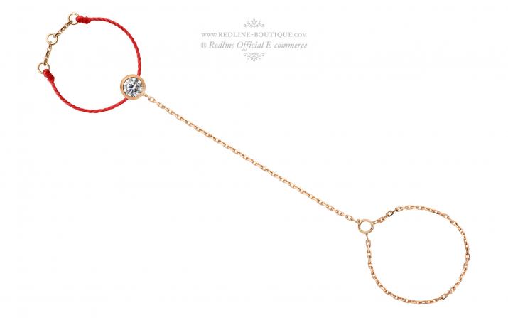 String Ring with 0.10ct Round Diamond in Rose Gold Bezel Setting - Redline - 0++